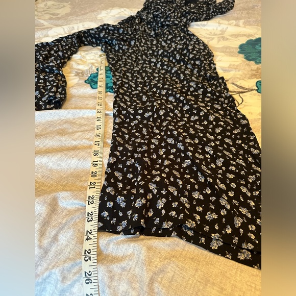 Madewell Jumpsuit Women’s XL Navy Blue Floral Long Sleeve V-Neck Straight Leg - Picture 7 of 9